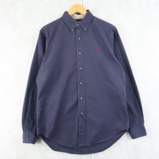 画像1: Ralph Lauren "CLASSIC FIT" コットンボタンダウンシャツ NAVY M (1)