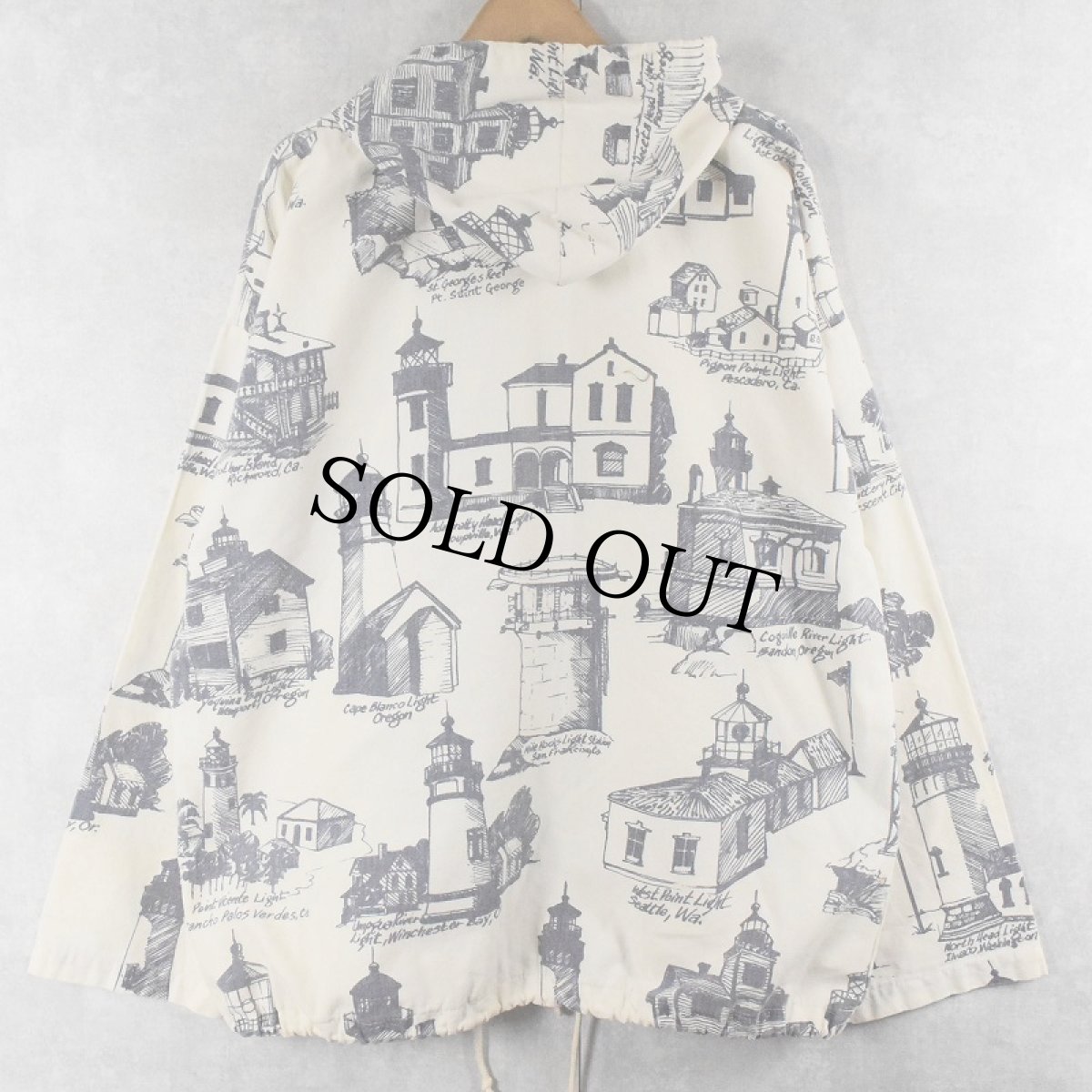 画像2: 90's MICHIGAN RAG CO. USA製 ライトハウス プリント パーカー (2)