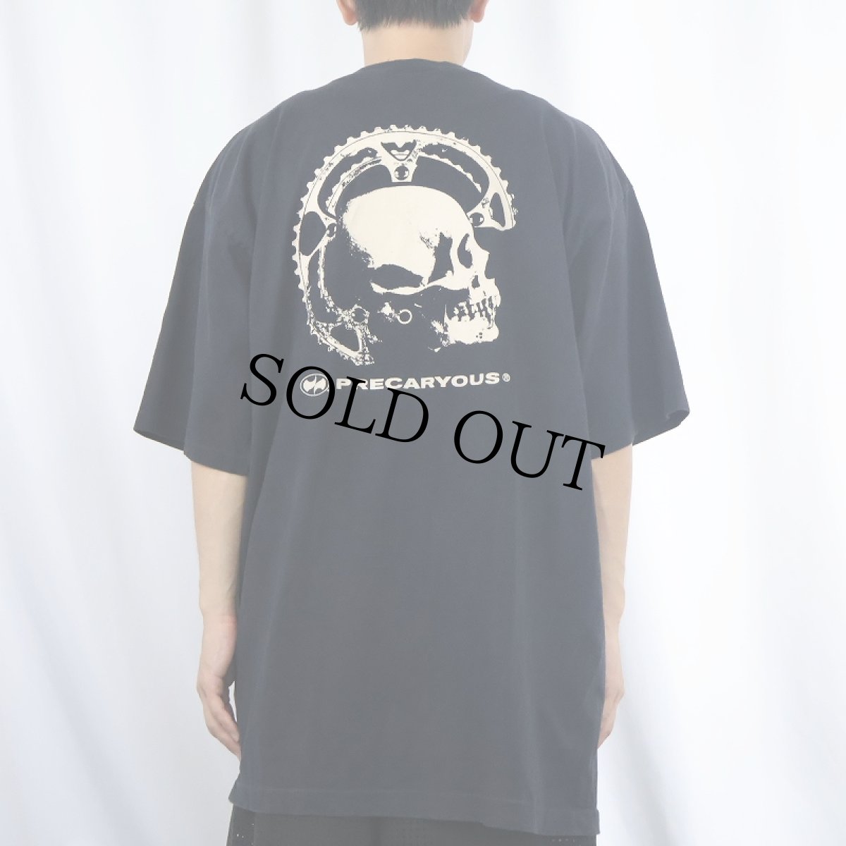 画像4: 90's PRECARYOUS USA製 サイクリングウェアメーカー スカルプリントTシャツ XXL (4)
