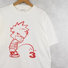 画像1: 90's Calvin and Hobbes USA製 コミックキャラクター プリントTシャツ L (1)