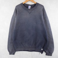 画像1: 90's RUSSELL ATHLETIC 前V 無地フェードスウェット NAVY L (1)