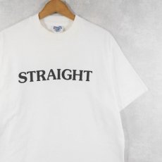 画像1: 90's USA製 "STRAIGHT NOT!" プリントTシャツ L (1)