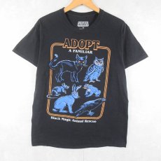 画像1: Steven Rhodes "Black Magic Animal Rescue" イラストプリントTシャツ BLACK M (1)