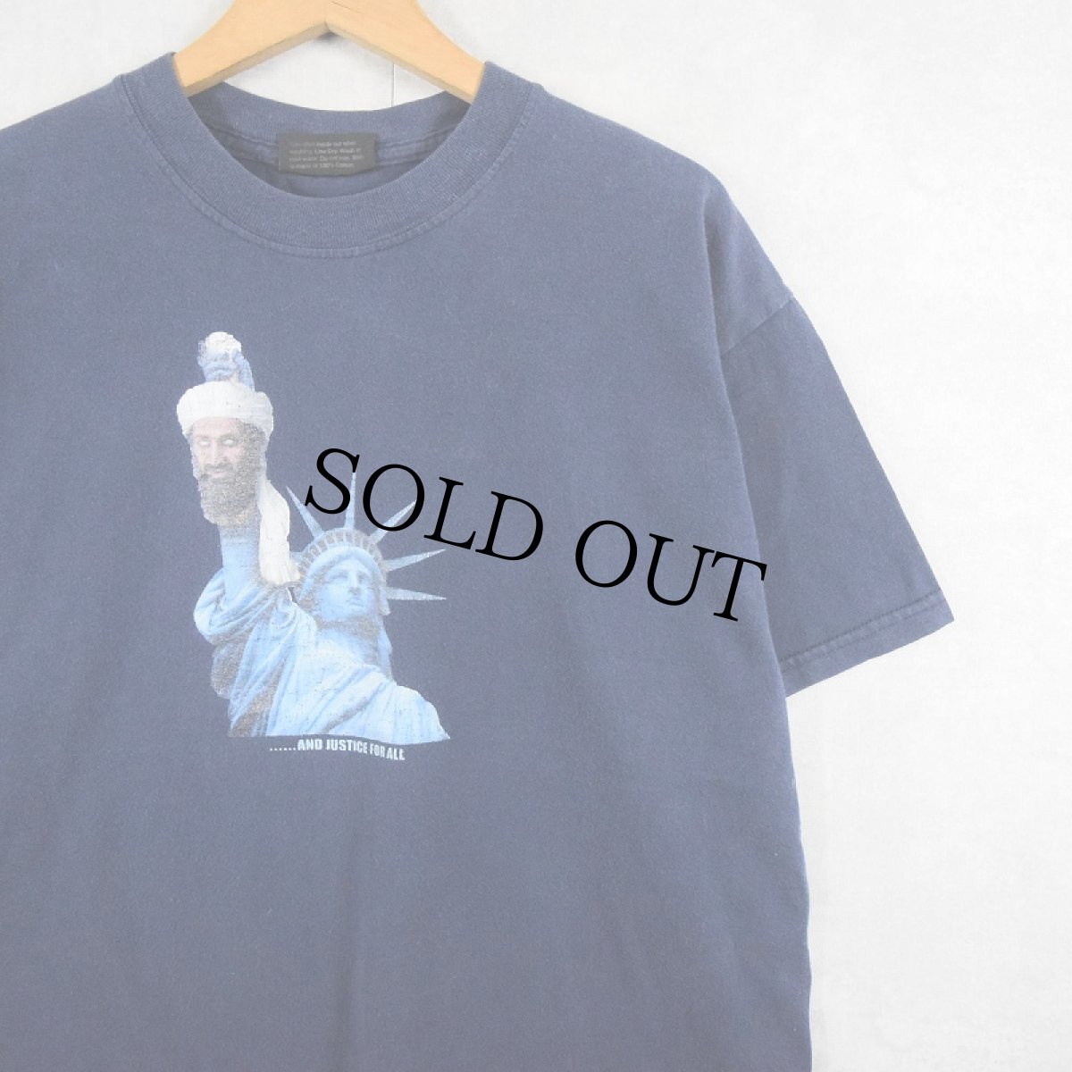 画像1: Serial Killer "…AND JUSTICE FOR ALL" ビン・ラディン 風刺画プリントTシャツ NAVY L (1)