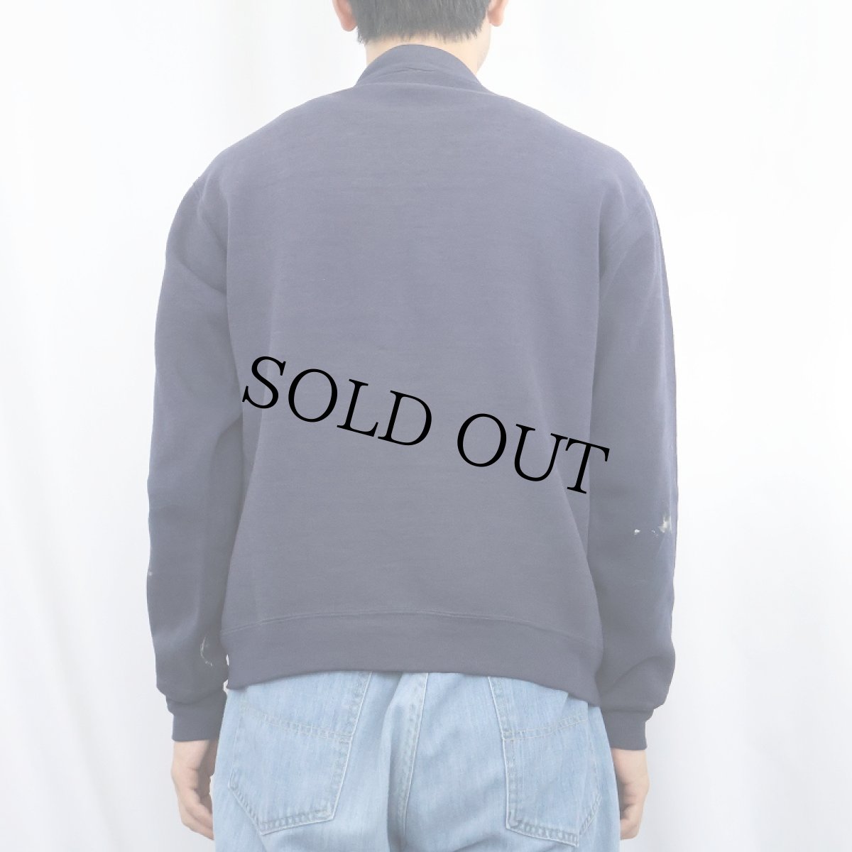画像3: 80's RUSSELL ATHLETIC USA製 前V 無地フェードスウェット NAVY M (3)