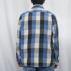 画像3: 90's FIVE BROTHERS ブロックチェック柄 ヘビーネルシャツ L (3)