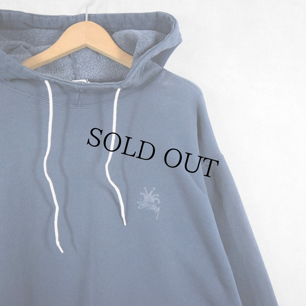 画像1: 80's STUSSY USA製 クラウンロゴ スウェットフーディー NAVY XL (1)