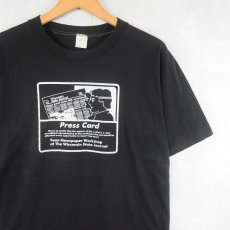 画像1: 80's USA製 "Press Card" プリントTシャツ BLACK L (1)