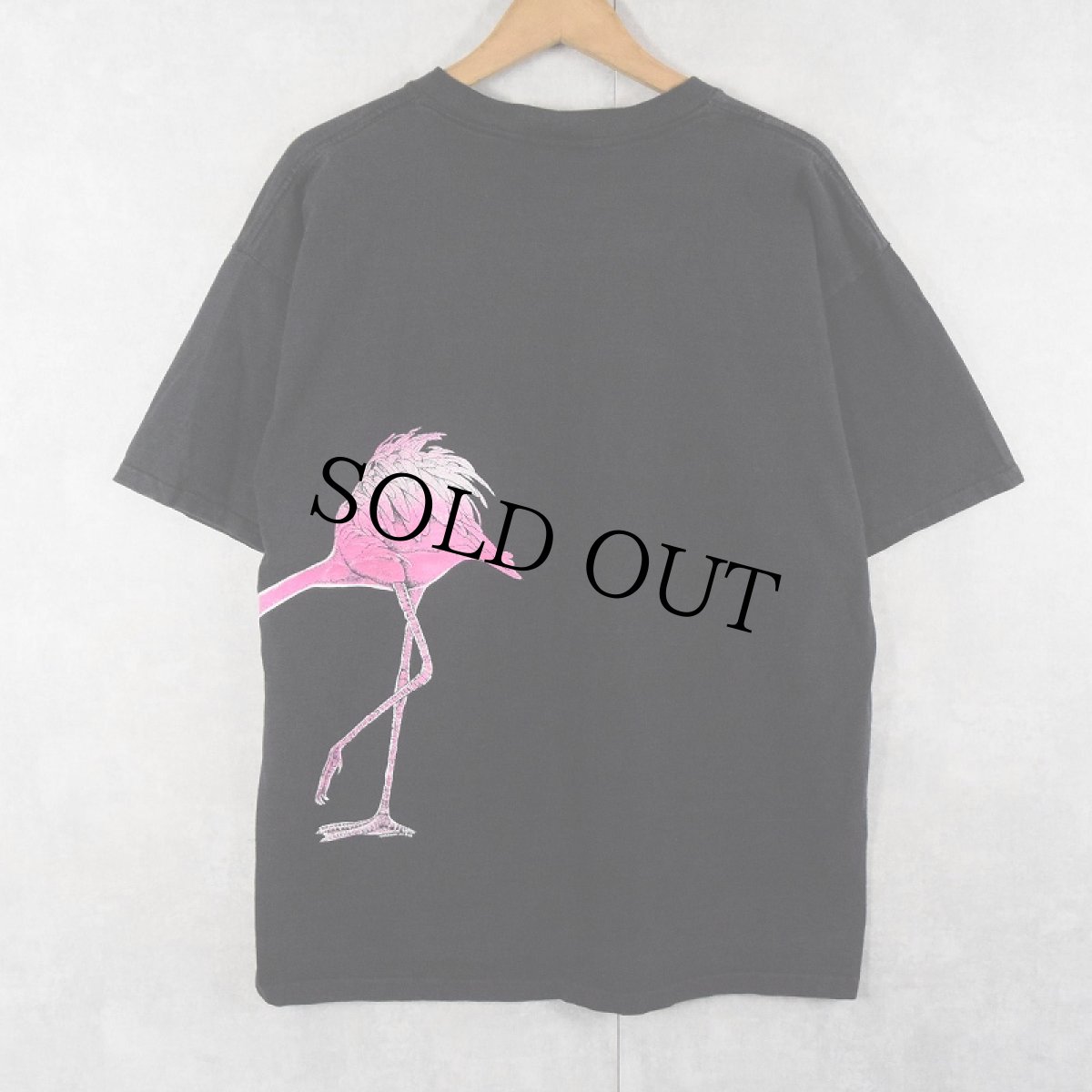 画像2: 80's HARLEQUIN USA製 フラミンゴ 巻きプリントTシャツ BLACK XL (2)
