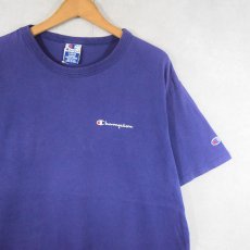 画像1: 80〜90's Champion USA製 青刺繍タグ 後期 ロゴプリントTシャツ NAVY L (1)
