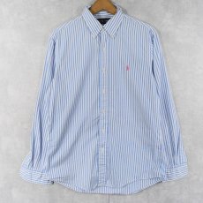 画像1: Ralph Lauren "CUSTOM FIT" ストライプ柄 ボタンダウンコットンシャツ M (1)