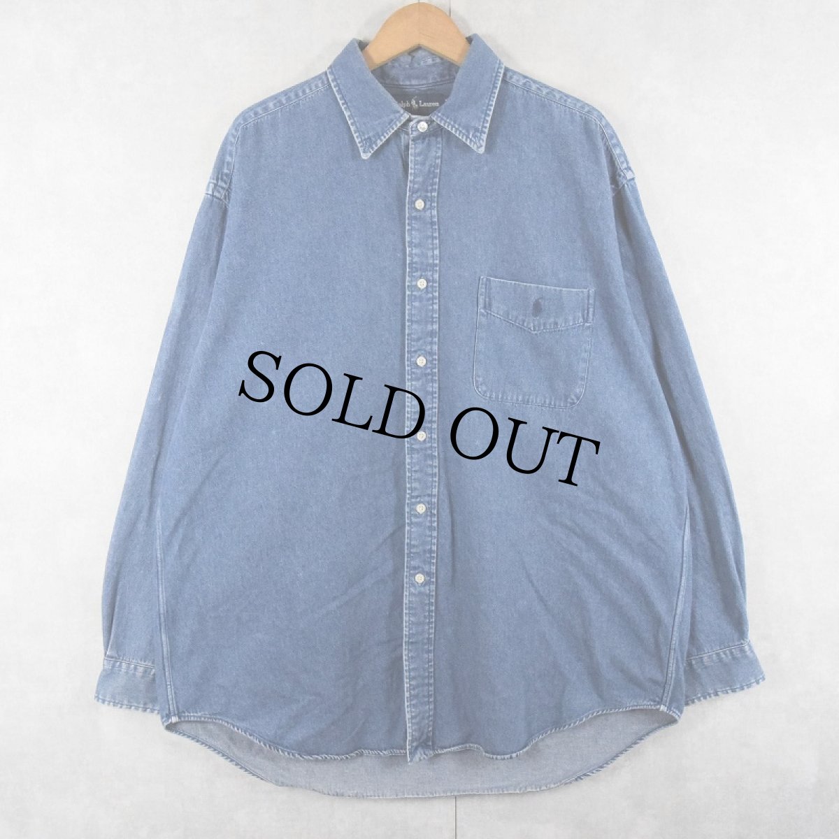 画像1: 90〜2000's Ralph Lauren "BIG SHIRT" デニムボタンダウンシャツ L (1)