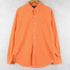 画像1: Ralph Lauren "CUSTOM FIT" ストライプ柄 ボタンダウンコットンシャツ L (1)