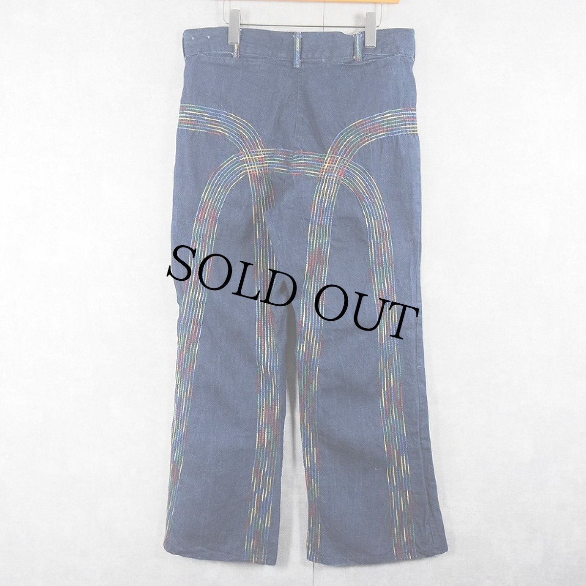 画像4: 70's ステッチデザイン フレアデニムパンツ W36 (4)