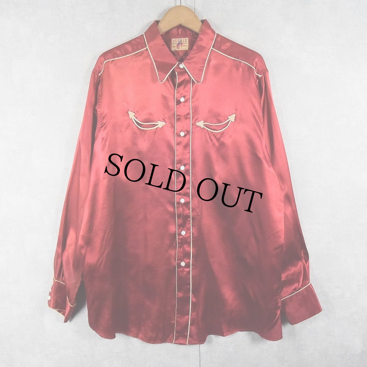 画像1: 40〜50's Miller サテンウエスタンシャツ 16 (1)