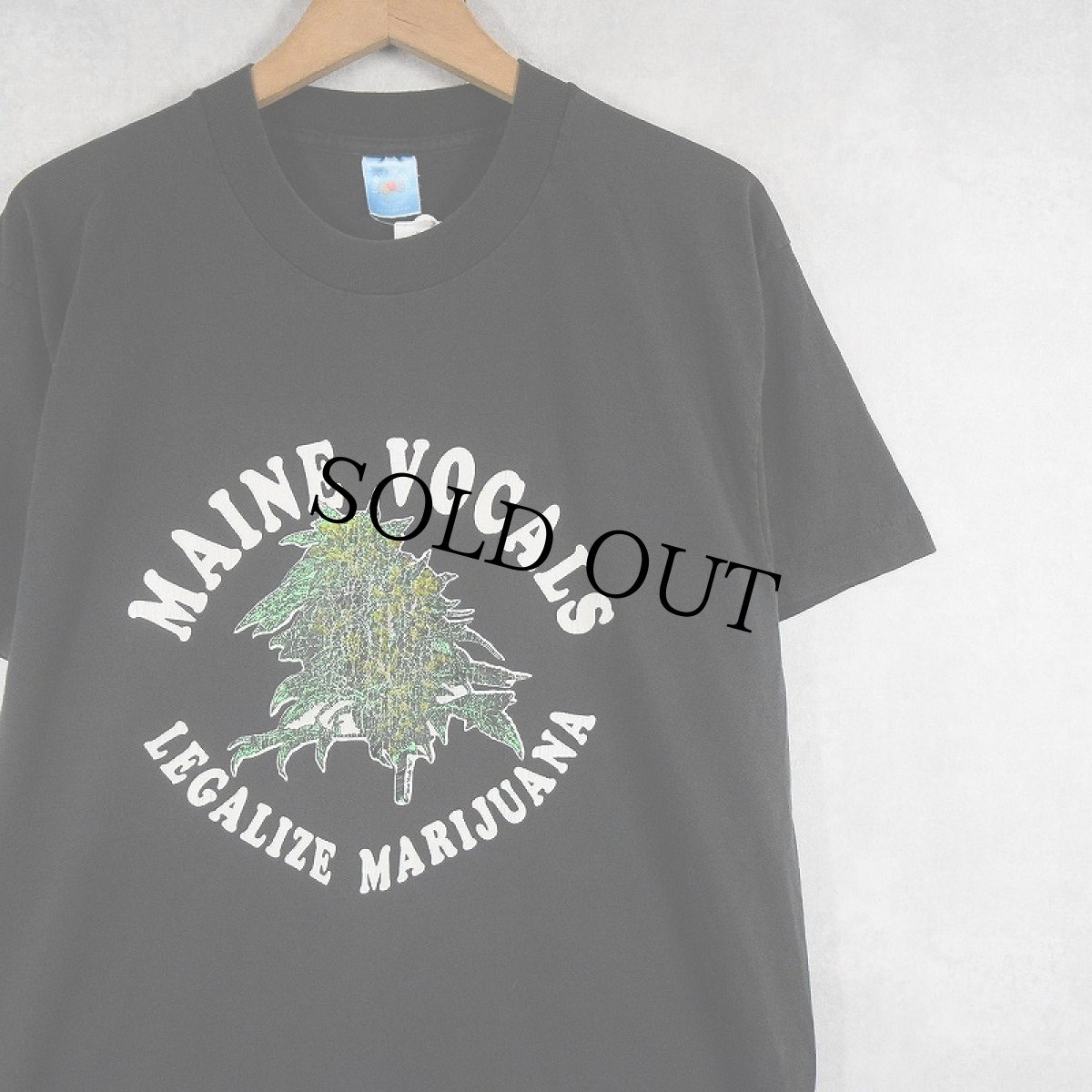 画像1: 90's USA製 "MAINE VOCALS LEGALIZE MARIJUANA" マリファナ合法化運動団体 プリントTシャツ BLACK L (1)