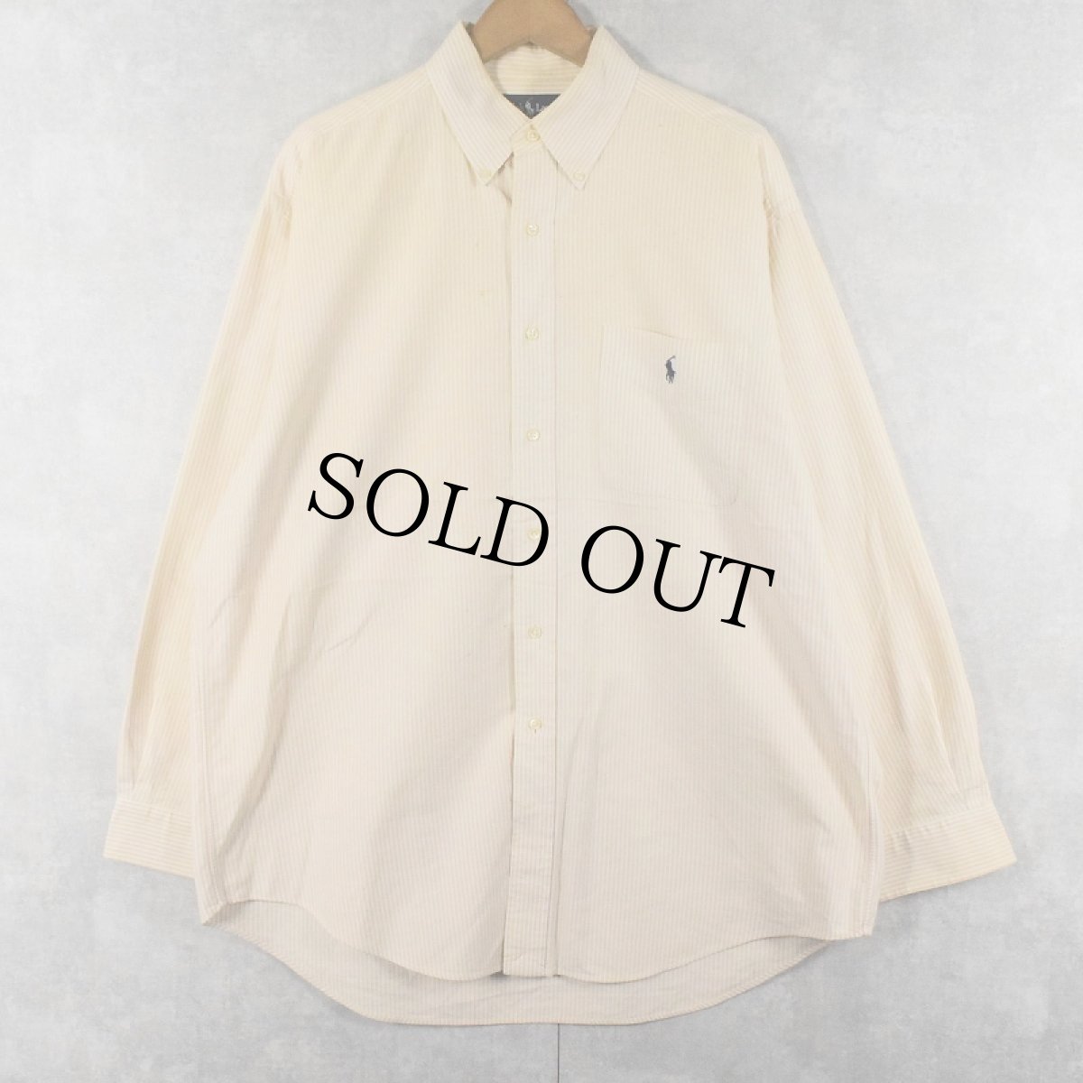 画像1: Ralph Lauren "BIG SHIRT" ストライプ柄 オックスフォード ボタンダウンシャツ M (1)