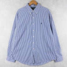 画像1: Ralph Lauren "CUSTOM FIT" ストライプ柄 ボタンダウンコットンシャツ XL (1)