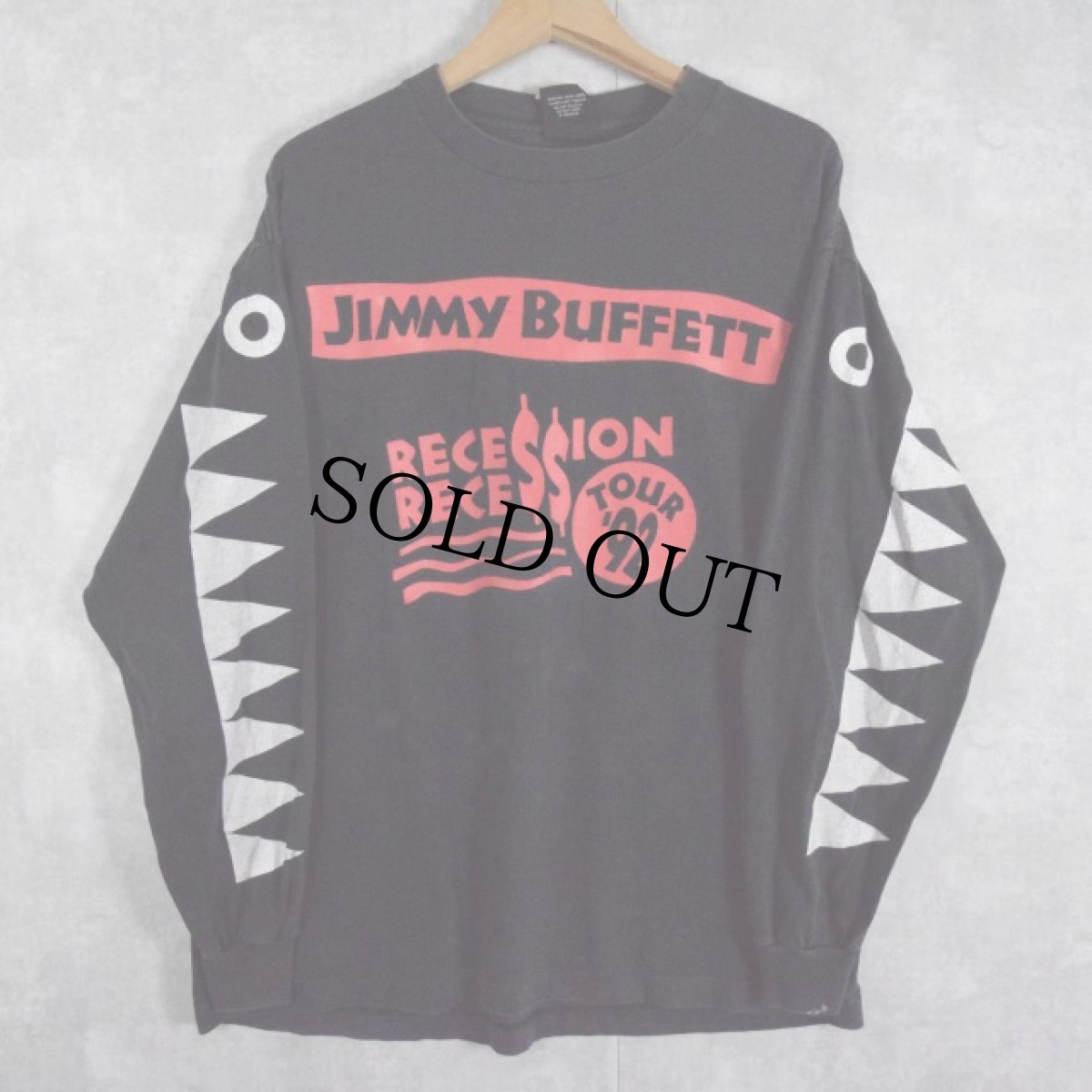 画像2: 90's JIMMY BUFFETT USA製 "Recession Reces TOUR '92" ミュージシャンロンT BLACK XL (2)