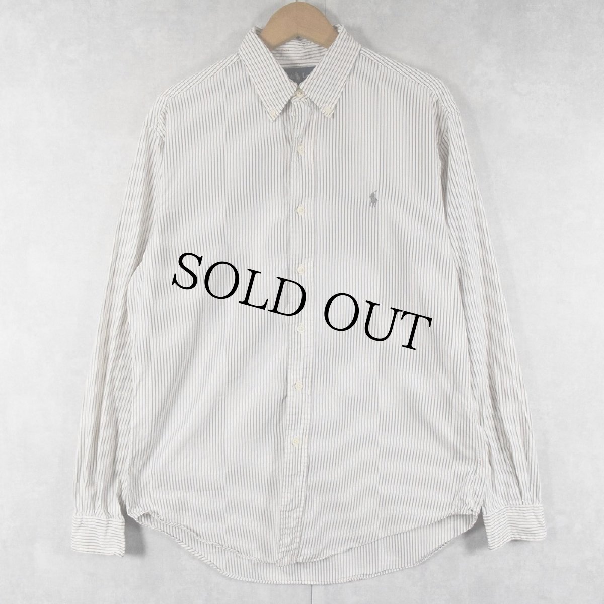 画像1: Ralph Lauren "CUSTOM FIT" ストライプ柄 ボタンダウンコットンシャツ M (1)