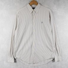 画像1: Ralph Lauren "CUSTOM FIT" ストライプ柄 ボタンダウンコットンシャツ M (1)