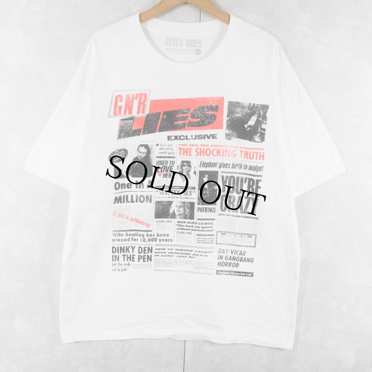 画像1: GUNS N' ROSES "GN'R Lies" ロックバンドアルバムTシャツ XL (1)