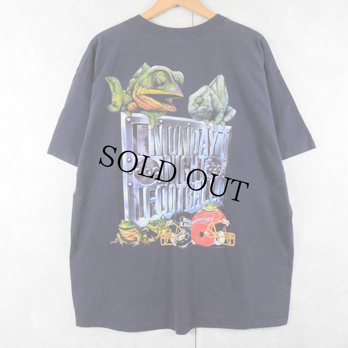 画像1: 90's Budweiser "ABC Sports Monday Night Football" ビールメーカープリントTシャツ NAVY 2X (1)