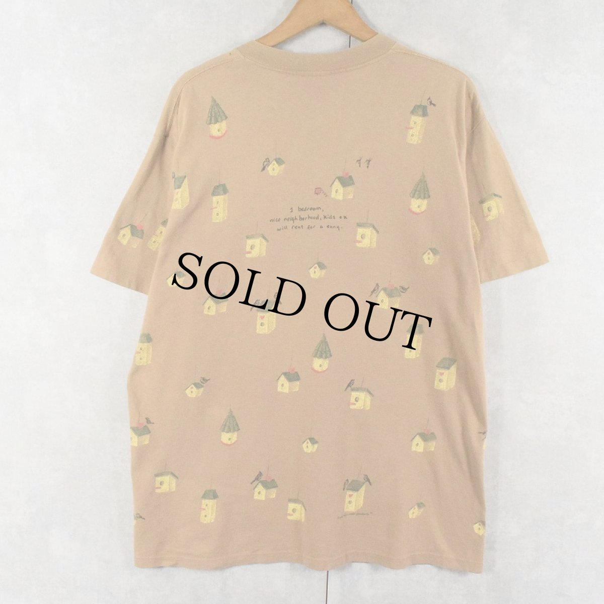 画像2: 90's rel-e-vant products USA製 巣箱プリントTシャツ L (2)