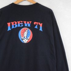 画像1: 90's GRATEFUL DEAD USA製 "IBEW 71" ロックバンドパロディプリントロンT BLACK XL (1)