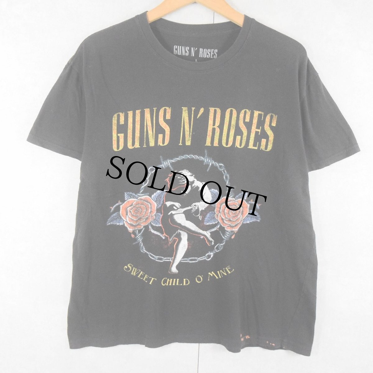画像1: GUNS N' ROSES "SWEET CHILD O' MINE" ロックバンドプリントTシャツ BLACK L (1)