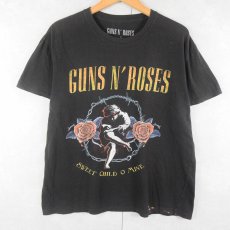 画像1: GUNS N' ROSES "SWEET CHILD O' MINE" ロックバンドプリントTシャツ BLACK L (1)