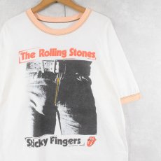 画像1: The Rolling Stones "Sticky Fingers" ロックバンドアルバムプリントリンガーTシャツ L (1)