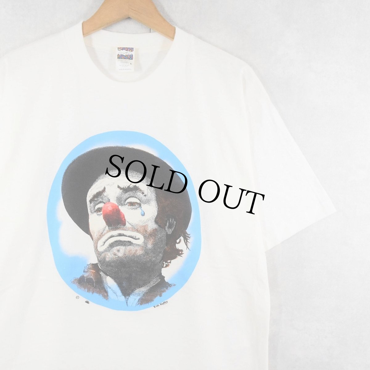 画像1: 90's Rick Embry "SAD CLOWN" ピエロプリントTシャツ L (1)