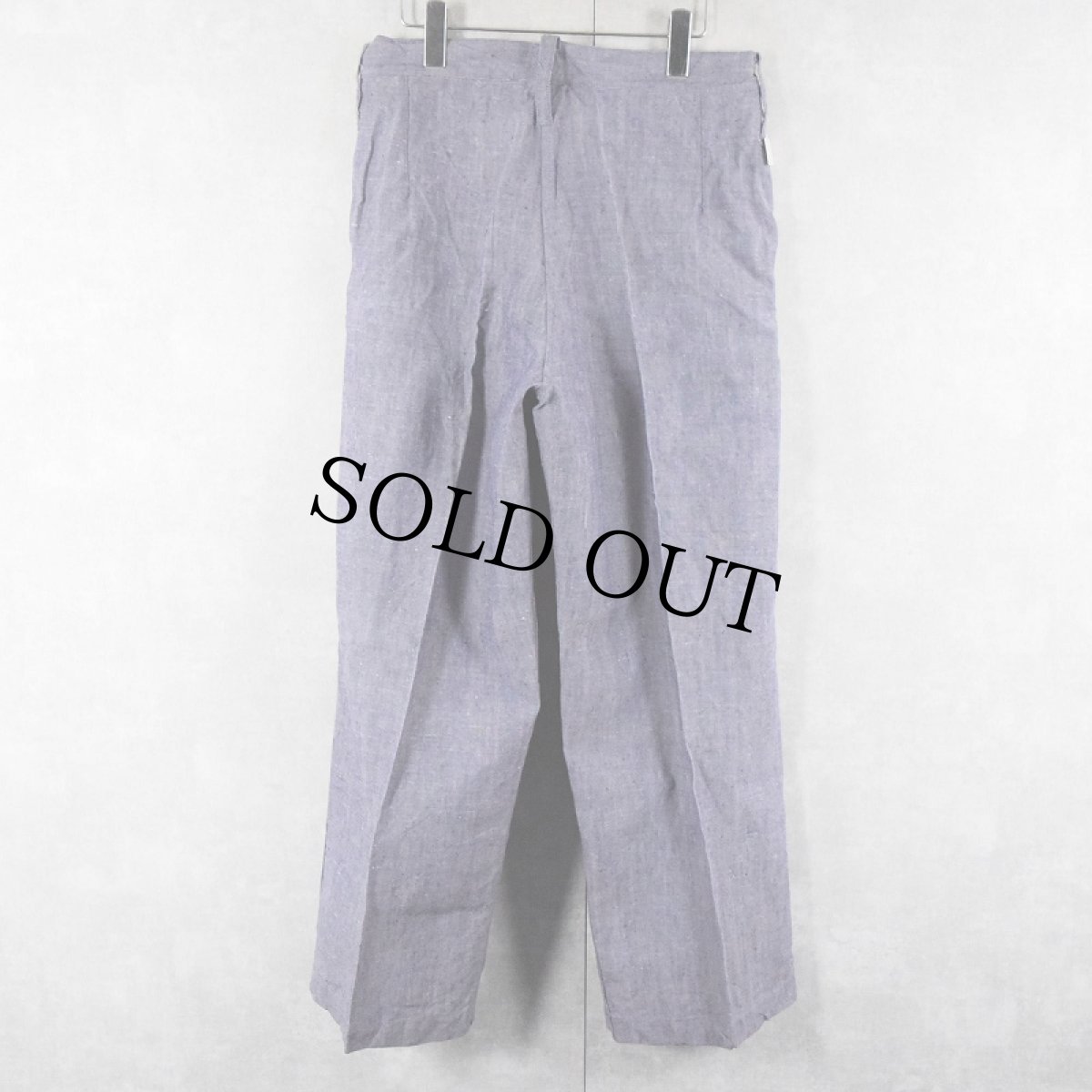 画像2: 50〜60's FRENCH MILITARY リネンセーラーパンツ "ワンウォッシュ" DEADSTOCK【W34 L29】 (2)