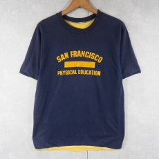 画像2: 70〜80's "SAN FRANCISCO PHYSICAL EDUCATION" ダブルフェイス プリントTシャツ NAVY  (2)