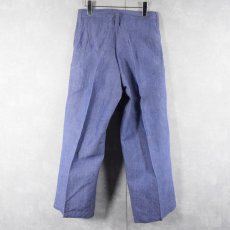 画像2: 50〜60's FRENCH MILITARY リネンセーラーパンツ "ワンウォッシュ" DEADSTOCK【W30 L27】 (2)