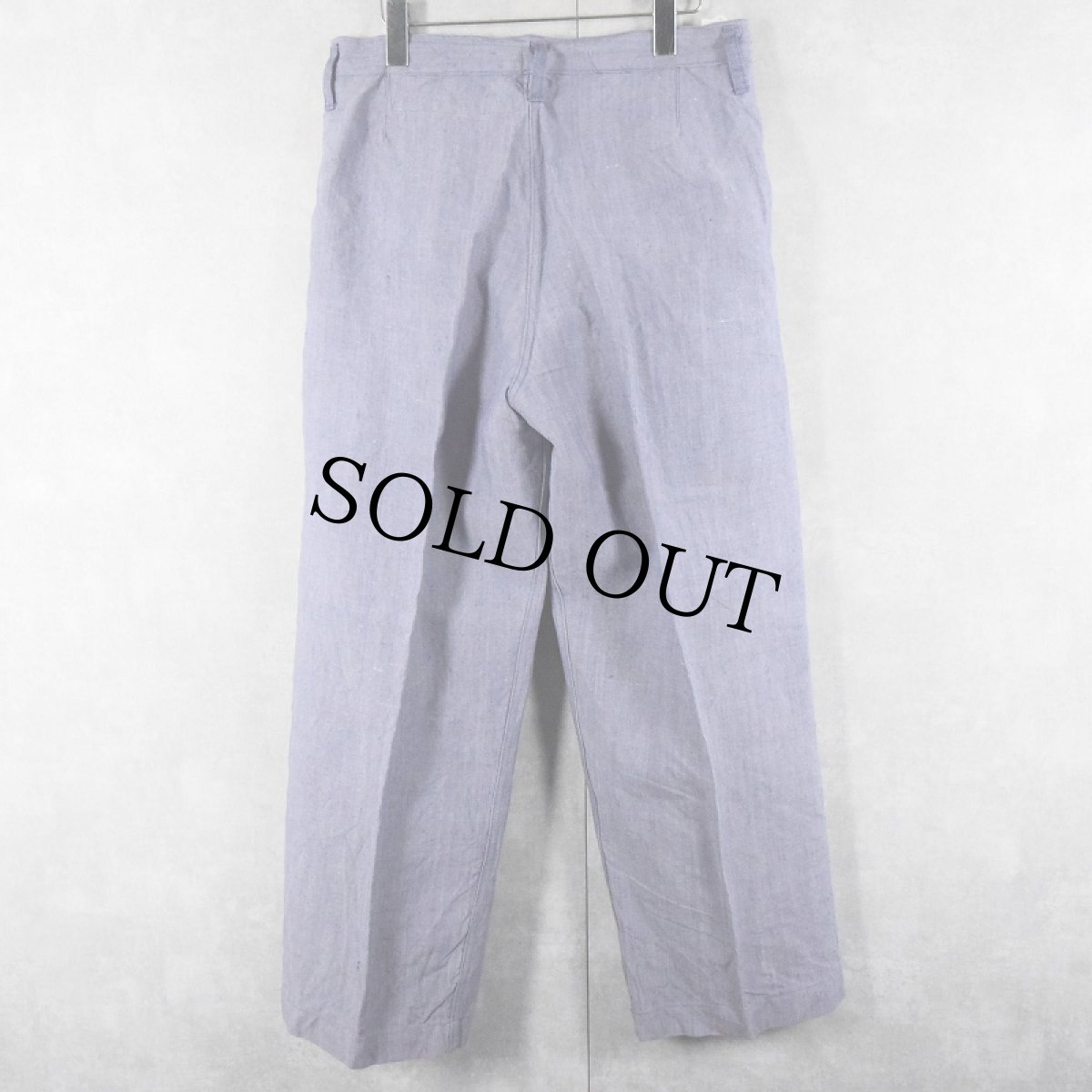 画像2: 50〜60's FRENCH MILITARY リネンセーラーパンツ "ワンウォッシュ" DEADSTOCK【W32 L28】 (2)