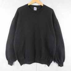 画像1: 90's RUSSELL ATHLETIC USA製 前V 無地スウェット BLACK XL (1)