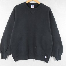 画像1: 90's RUSSELL ATHLETIC USA製 前V 無地スウェット BLACK L (1)