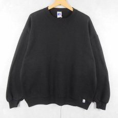 画像1: 90's RUSSELL ATHLETIC USA製 前V 無地スウェット BLACK XL (1)