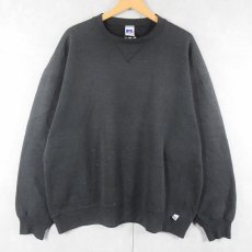 画像1: 90's RUSSELL ATHLETIC USA製 前V 無地スウェット BLACK XL (1)