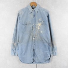 画像1: 60's U.S.NAVY ステンシル入り シャンブレーシャツ size14 1/2 (1)