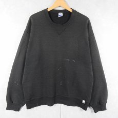画像1: 90's RUSSELL ATHLETIC 前V 無地スウェット BLACK L (1)