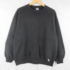 画像1: 90's RUSSELL ATHLETIC USA製 前V 無地スウェット BLACK XL (1)