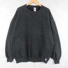 画像1: 90's RUSSELL ATHLETIC USA製 前V 無地スウェット BLACK XXL (1)