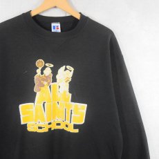 画像1: 90's RUSSELL ATHLETIC USA製 "ALL SAINTS SCHOOL" 前V プリントスウェット BLACK (1)