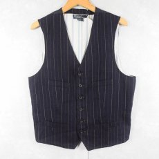 画像1: POLO Ralph Lauren ピンストライプ柄 ジレベスト NAVY M (1)