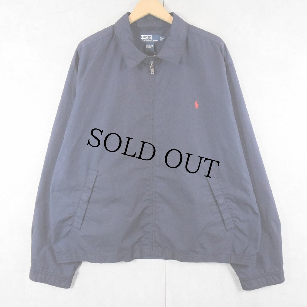 画像1: POLO Ralph Lauren ロゴ刺繍 ポリエステルスイングトップ NAVY XL (1)