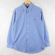 画像1: Ralph Lauren "CUSTOM FIT" ストライプ柄 コットンボタンダウンシャツ SIZE16 32/33 (1)