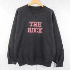 画像1: 90's RUSSELL ATHLETIC USA製 HIGH COTTON "THE ROCK" 前V プリントスウェット BLACK M (1)